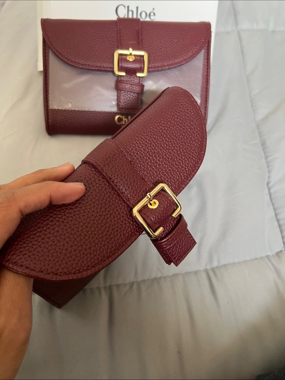 NIB CHLOE Burgundy Leather Buckle Pouch/Wallet - Picture 6 of 6